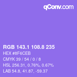 カラーコード: RGB 143.1 108.8 235 | qconv.com
