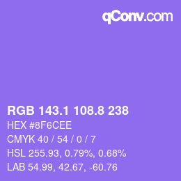 カラーコード: RGB 143.1 108.8 238 | qconv.com
