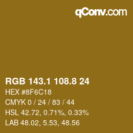 Color code: RGB 143.1 108.8 24 | qconv.com