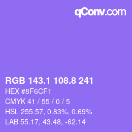 カラーコード: RGB 143.1 108.8 241 | qconv.com