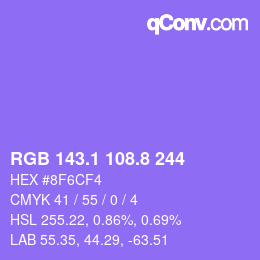 カラーコード: RGB 143.1 108.8 244 | qconv.com