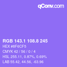 カラーコード: RGB 143.1 108.8 245 | qconv.com