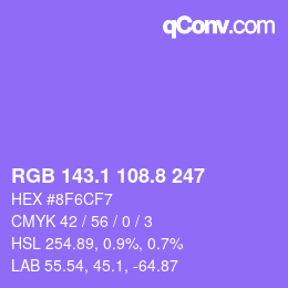 カラーコード: RGB 143.1 108.8 247 | qconv.com