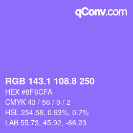 カラーコード: RGB 143.1 108.8 250 | qconv.com