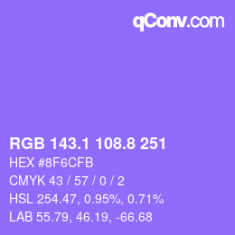 カラーコード: RGB 143.1 108.8 251 | qconv.com
