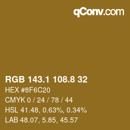 Color code: RGB 143.1 108.8 32 | qconv.com