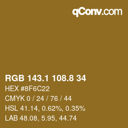 Color code: RGB 143.1 108.8 34 | qconv.com