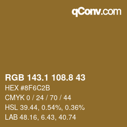 Color code: RGB 143.1 108.8 43 | qconv.com