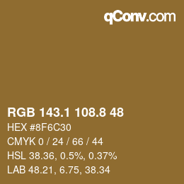 Color code: RGB 143.1 108.8 48 | qconv.com