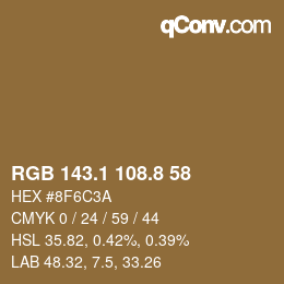 Color code: RGB 143.1 108.8 58 | qconv.com