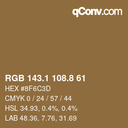 Color code: RGB 143.1 108.8 61 | qconv.com