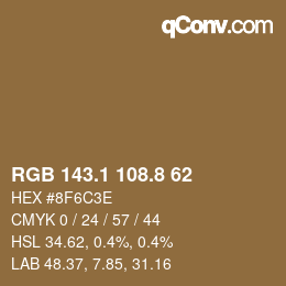 Color code: RGB 143.1 108.8 62 | qconv.com