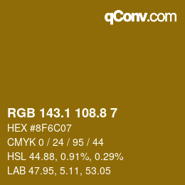 カラーコード: RGB 143.1 108.8 7 | qconv.com