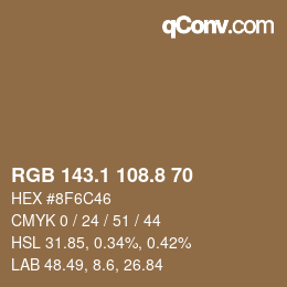 Color code: RGB 143.1 108.8 70 | qconv.com