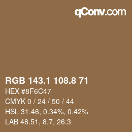 Color code: RGB 143.1 108.8 71 | qconv.com