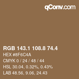 カラーコード: RGB 143.1 108.8 74.4 | qconv.com