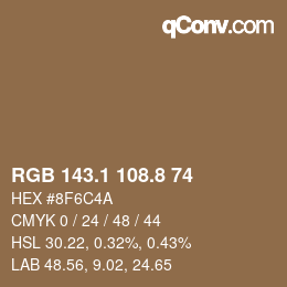 Color code: RGB 143.1 108.8 74 | qconv.com