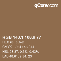 Color code: RGB 143.1 108.8 77 | qconv.com