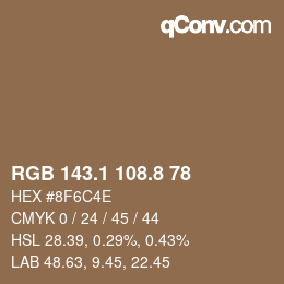 Código de color: RGB 143.1 108.8 78 | qconv.com