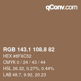 Farbcode: RGB 143.1 108.8 82 | qconv.com