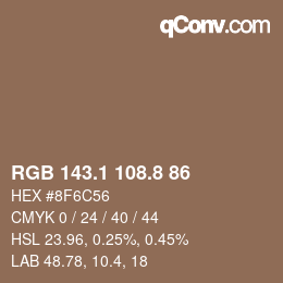 Color code: RGB 143.1 108.8 86 | qconv.com