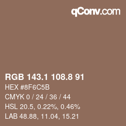 Color code: RGB 143.1 108.8 91 | qconv.com