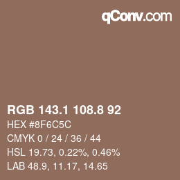 Color code: RGB 143.1 108.8 92 | qconv.com