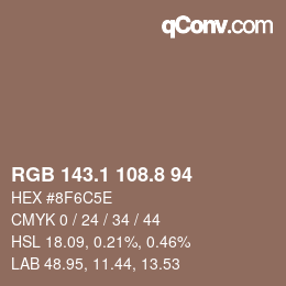 Color code: RGB 143.1 108.8 94 | qconv.com