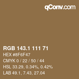 カラーコード: RGB 143.1 111 71 | qconv.com