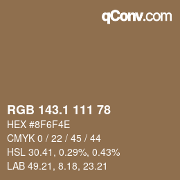 カラーコード: RGB 143.1 111 78 | qconv.com