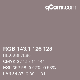 Color code: RGB 143.1 126 128 | qconv.com