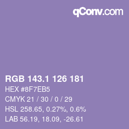 カラーコード: RGB 143.1 126 181 | qconv.com