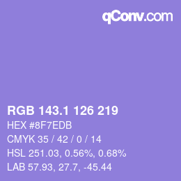カラーコード: RGB 143.1 126 219 | qconv.com