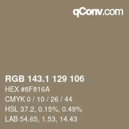 Color code: RGB 143.1 129 106 | qconv.com