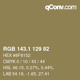 Color code: RGB 143.1 129 82 | qconv.com