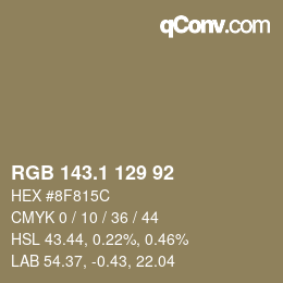 カラーコード: RGB 143.1 129 92 | qconv.com
