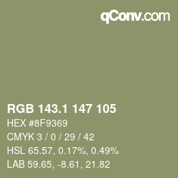 カラーコード: RGB 143.1 147 105 | qconv.com