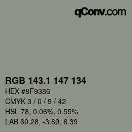 Color code: RGB 143.1 147 134 | qconv.com