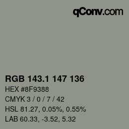 Color code: RGB 143.1 147 136 | qconv.com
