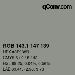Color code: RGB 143.1 147 139 | qconv.com