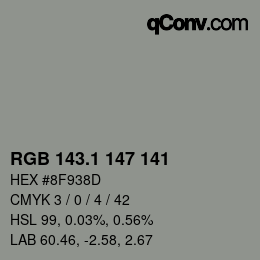 Color code: RGB 143.1 147 141 | qconv.com