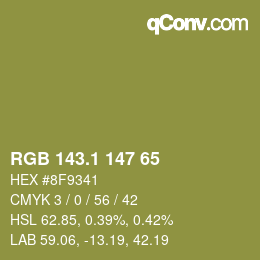 カラーコード: RGB 143.1 147 65 | qconv.com