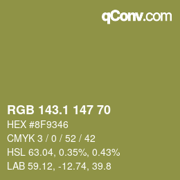 カラーコード: RGB 143.1 147 70 | qconv.com