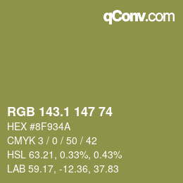 カラーコード: RGB 143.1 147 74 | qconv.com