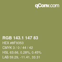 カラーコード: RGB 143.1 147 83 | qconv.com