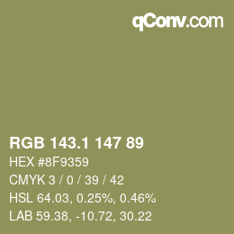 カラーコード: RGB 143.1 147 89 | qconv.com