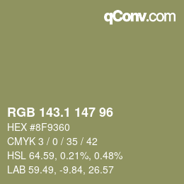 Color code: RGB 143.1 147 96 | qconv.com