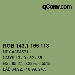 カラーコード: RGB 143.1 165 113 | qconv.com