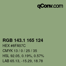 カラーコード: RGB 143.1 165 124 | qconv.com