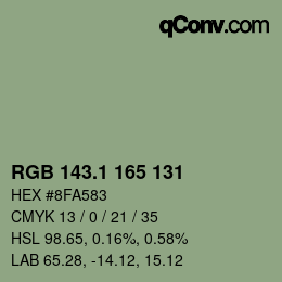 カラーコード: RGB 143.1 165 131 | qconv.com